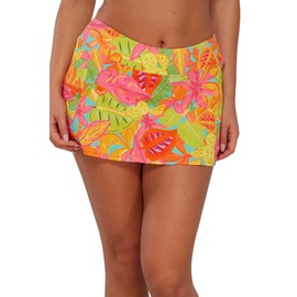 Sunsets Sporty Swim Skirt Women's Swimsuit Bikini Bottom (Ribbed Fabric), Citrus Grove Sandbar Rib, 14