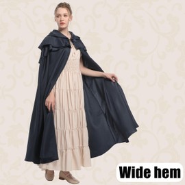 Regenboog Hooded Renaissance Cape for Women Men,Adult Medieval Cloak,Viking Cloak with Viking Sword Necklace, Blue, 51inch/130cm