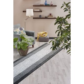 ORFA HOME Custom Cut Hallway Runner Rug, Slip Resistant, 31 Inch Wide X Your Choice of Length, Scroll Anthracite, 31 Inch X 7 feet