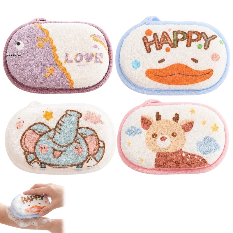 4 Esponja De Baño Para Bebe De Algodón, 15 X