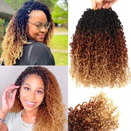 Yanky Twist Crochet Hair - 10 Inch 8 Packs Pre-twisted Spring Twist Ombre Passion Twist Crochet Hair for Black Women (OT1B/30/27#, 10 Inch (Pack of 8))