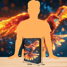 Winsing Card Binder 9 Pocket with 50 Removable Sleeves, 900 Cards Holder for Game Cards, Sports Cards, Trading Card Binder Collection Gifts for Boys and Girls, Firebird Design Card Binder Album