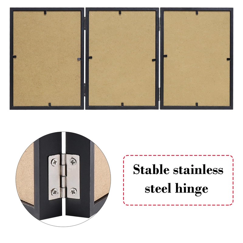 TOFOREVO 5x7 3 Picture Frame Triple Wooden Three Hinged Photo