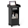Podium Stand with Wheels Wooden Lectern Podium Stand Portable Pulpit