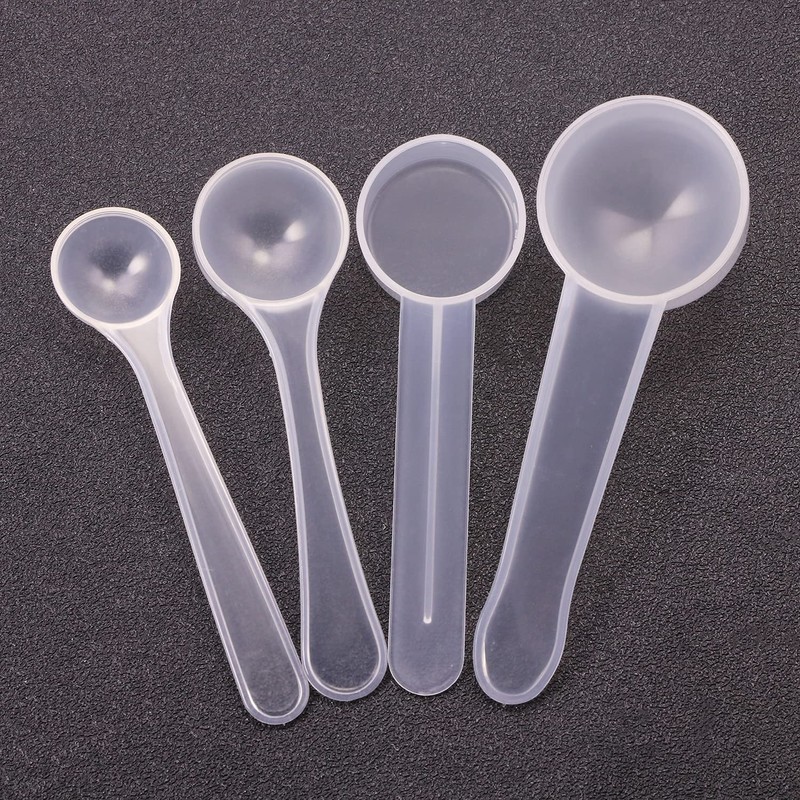 ONLYKXY 4pcs Clear Long Handle Plastic Measuring Spoons Coffee Protein