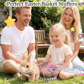 Sprstar Hopping Rabbit Interactive,My Realistic Bunny Toy,with Sounds and Movements Animated Walking Wiggle Ears Twitch Nose Gift for Toddlers Birthday(Brown)