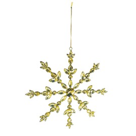 Creative Co-Op Handmade Acrylic Jewel and Metal Snowflake Ornament, Gold Finish