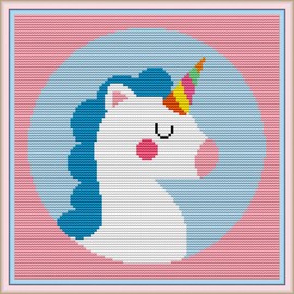 Howie's Needlepoint Cross Stitch Kits, 11CT Pre-Printed Pattern Needlepoint Kits, Full Range of Stamped Starter Kits (Unicorn, 12.6 x 12.6 Inch)
