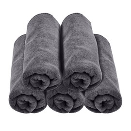 Car Wash Towels, 5 Pieces, Microfiber, Water Absorbent, Quick Drying, Cloth, Medium Form, 15.7 x 23.6 inches (40 x 60 cm), Thick Cleaning Towel, Suitable for Car Washing, Housework, Cleaning, Blue