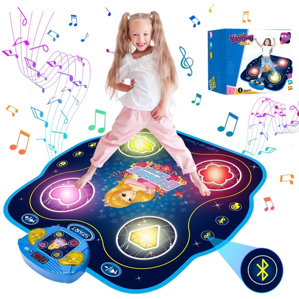 Dance Mat for Kids 3-12 Year Old Girls, Electronic Light Up Dance Mats Toys Gifts with Bluetooth 9 Levels Game, Dance Pad Game Christmas Birthday Gifts Dancing Mat for Kids Girl Ages 3 4 5 6 7 8 9 10