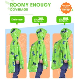 WAWSAM Lightweight Kids Rain Poncho Reusable Toddler Raincoat Waterproof Girls Rain Jacket