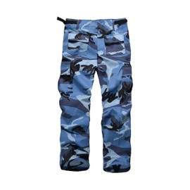 BACKBONE Pantalones de camuflaje para niños y niñas, azul, (Sky Blue Camo), Large