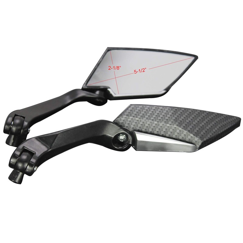 MotorToGo Black Carbon Mini Motorcycle Mirrors for 2013 Yamaha YZF
