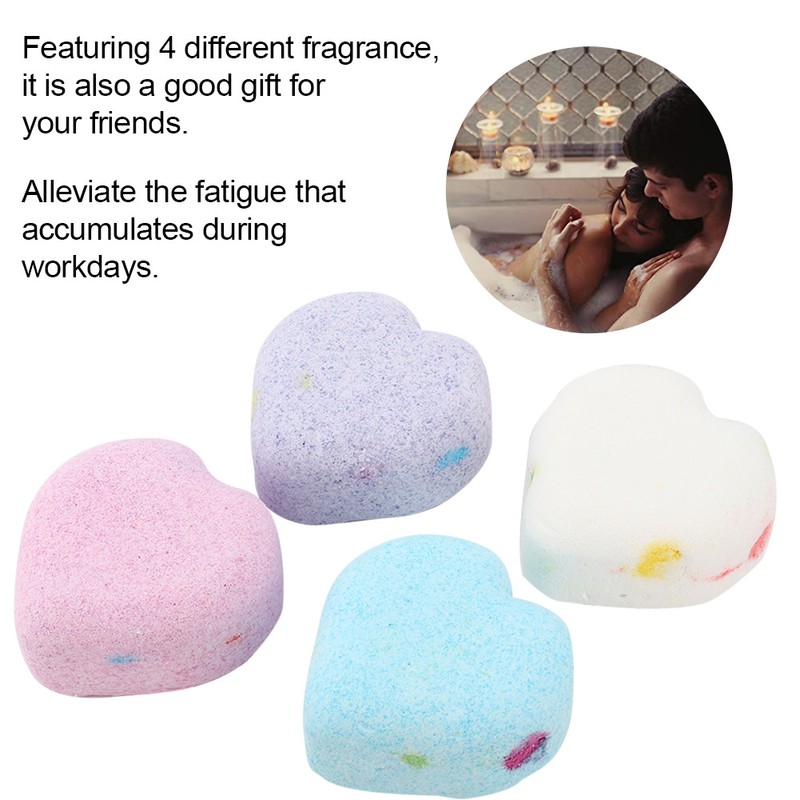 4pcs Heart Shape Bathroom Aromatherapy Body Cleaner Nourishing Moisturizing Bath
