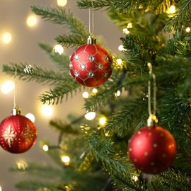 Valery Madelyn Ornaments for Christmas Trees, 24ct Red and Gold Shatterproof Christmas Tree Decorations, 2.36 Inches Luxury Hanging Ball Ornaments Bulk for Xmas Holiday Decor