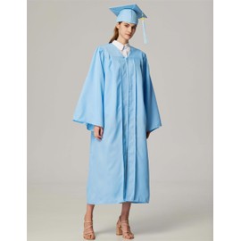 GraduationService Matte Gown Cap Tassel 2017 Unisex, Sky Blue, 60(6.3-6.5)inches