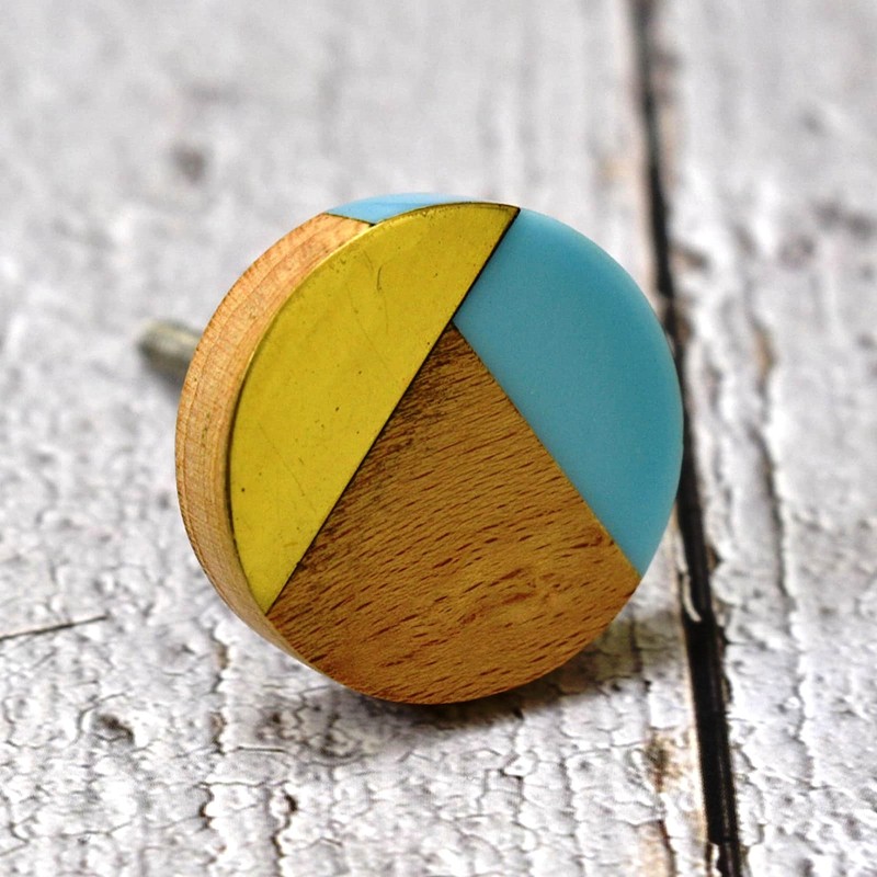 ARTISNO Three Tone Gold Designs Wood Resin Door Knobs, Vintage,