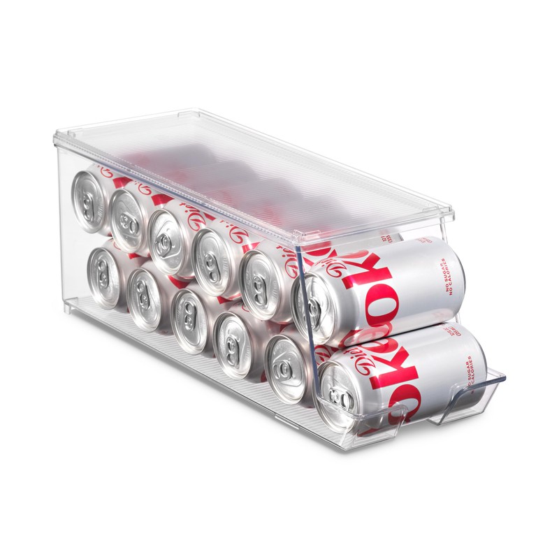 Set of 2 Stackable Refrigerator Organizer Bins Pop Soda Can