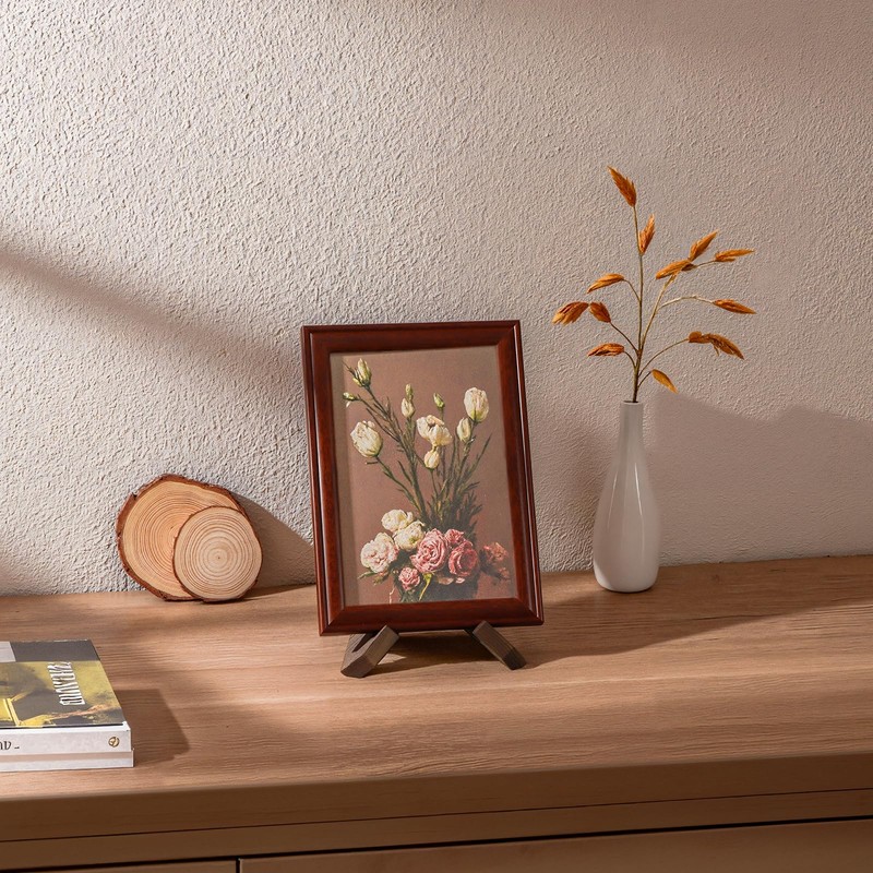 ANBOXIT 4.5 Inch Plate Stand Display - Wooden Picture Frame