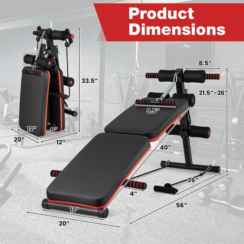 KOTEK Sit Up Bench, Foldable & Adjustable Ab Workout Equipment
