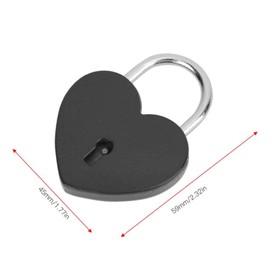 Padlock, Metal Heart Lock with Key, Metal Lock for Luggage, Diary, Book, Jewellery Box (Black)