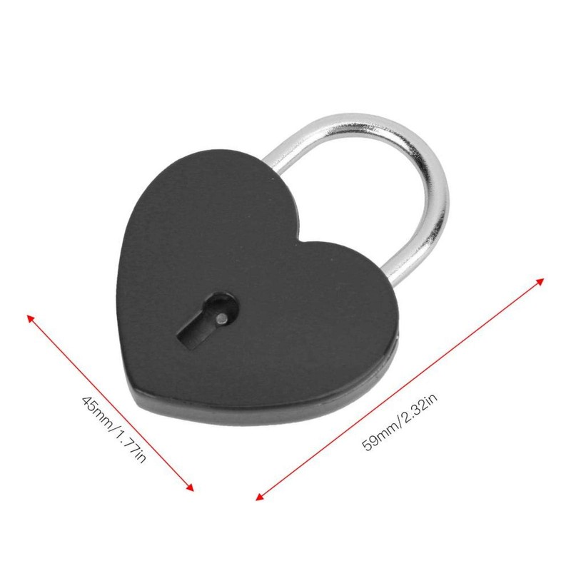 Padlock, Metal Heart Lock with Key, Metal Lock for Luggage,