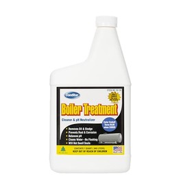 ComStar Boiler Treatment w/Blue Color Indicator, Boiler Water Cleaner & pH Neutralizer, Prevents Rust, Scale in Boiler Water Without Flushing & Helps to Remove Oil, Sludge, 1 Quart (35-135)