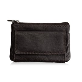 Josephine Osthoff Key Case Leather Women's Key Bag Coin Purse Key Case Key Ring Case Men's Mini with Credit Cards RFID Protection (973), espresso, Key case