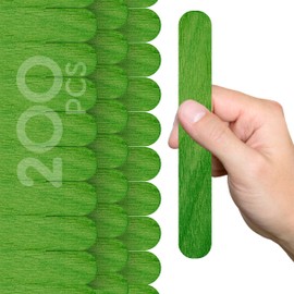 200PCS Wood Craft Sticks Green – 6 Inch Popsicle Sticks Jumbo Green Popsicle Flat Rods for Crafts Wooden Supplies for Crafting DIY Food Grade