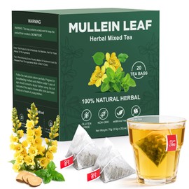 Natural Mullein Tea Bags for Lungs -Mullen Leaf & Herbal Blend Mint Leaves for Respiratory Support & Detox Tea Caffeine-Free 20Bags