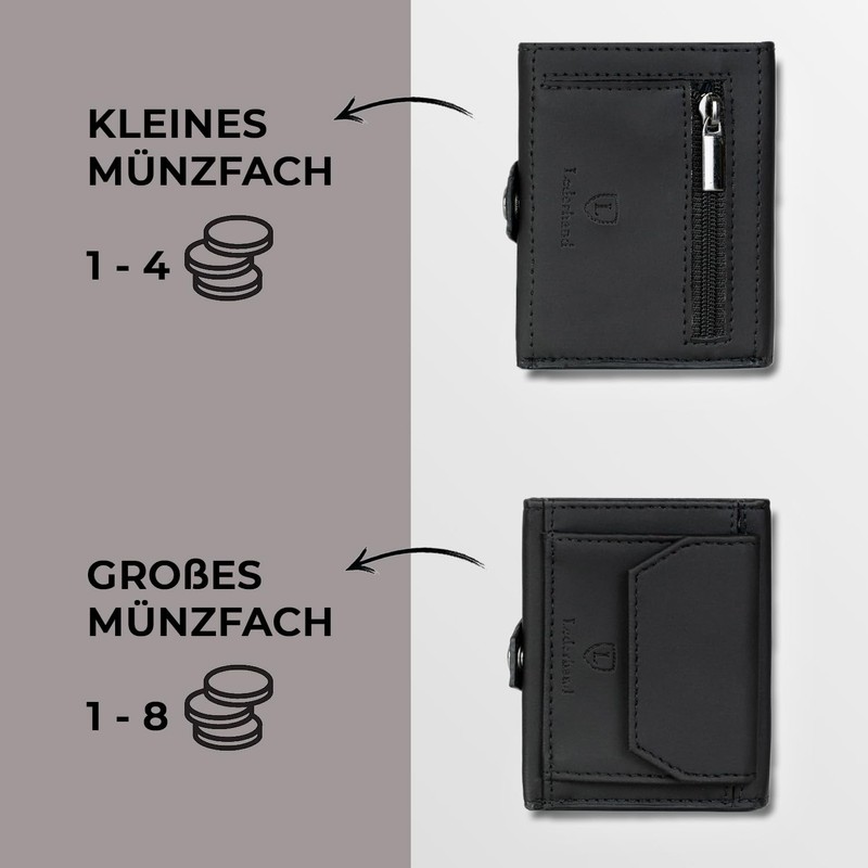 Lederhand Neo Wallet, black, Mini coin compartment
