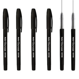 Helix Oxford Curve Ballpoint Pen - 1.0mm Needle Point Nib - Black Ink - Pack of 6