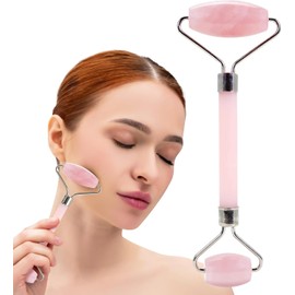 Plum Beauty Rodillo facial de cuarzo rosa