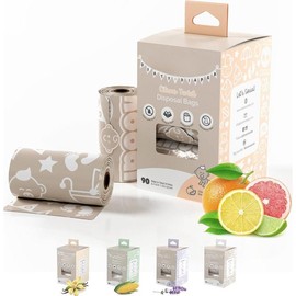 Disposable Diaper Bags (90 BAGS in TOTAL) | CITRUS SCENTED Dirty Diaper Bags Disposable (6 Refill Rolls 9 x 13in) | Leak Proof Diaper Trash Bags on the Go |  Poop Bags | Travel Diaper Bags Refill - Color: LAVENDER SCENTED