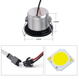 HVZUM Pack of 4 Small Mini LED Recessed Spotlights, 3 W, 230 V Ceiling Spotlight with Transformer, COB Downlights, Ceiling Spotlights, 300 lm for Wine Cabinet, Cabinet, Kitchen, Living Room (C-Warm