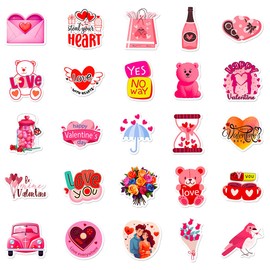 Valentine's Day Stickers for Kids, 50PCS Waterproof Vinyl Stickers for Water Bottles, Notebooks, Laptops, Phone Cases, Decorative Gifts for Teen Girls