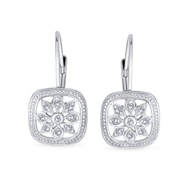 Bling Jewelry Leverback Classic CZ Micropave Snowflake Earrings