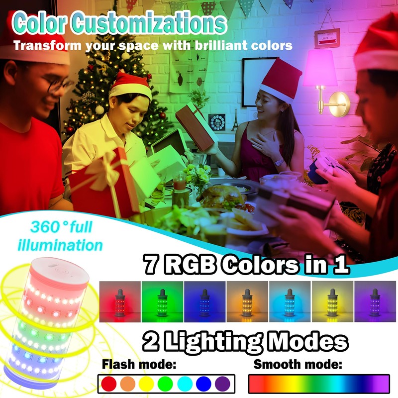 2 Packs Rechargeable Emergency Light Bulbs with Remote and Timer,