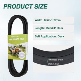 Yesker 144959 Deck Belt for Craftsman lt1000 42 inch Deck Riding Mower 1/2" x 95" Drive Belts for Craftsman LT1000 LT2000 LT3000 Husqvarna Poulan AYP Lawn Mower # 532144959 532138255 144959D 138255