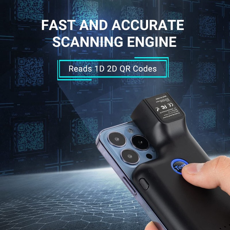 Tera Portable Back Clip Barcode Scanner 2D QR Wireless 3