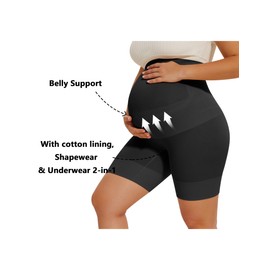 Peauty Maternity Shapewear for Under Dresses Maternity Dress Pregnancy Underwear Summer Clothes Support Belly Band Plus Size Shorts Panties (Black XL)