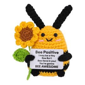 Funny Positive Bee,Good Luck Positive Gifts for Women Men Sister Friend,thank you gift,Emotional Support Gift,leaving gifts for colleagues women,Mini Crochet Bee
