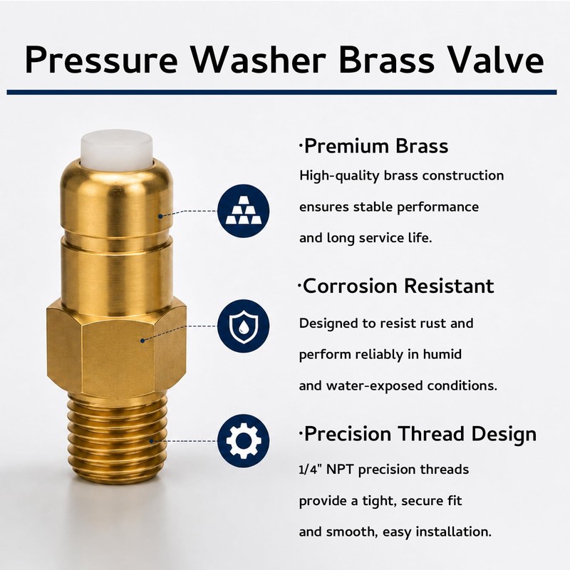 1/4 Inch NPT Brass Thermal Relief Valve, Pressure Washer Pump