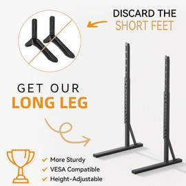 EZISE Universal TV Stand Legs for 35-75 Inch LCD/LED/OLED TVs, Tabletop TV Mount Base with 7 Height Levels, Heavy Duty Steel Frame TV Feet Holds up to 120lbs, Max VESA 800x400mm