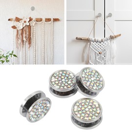 TOMALL Bling Car Hooks 4pcs Circle Shape Accessories Cute Dashboard Hooks for Keys, Charging Cable, Sunglasses Hanging Storage Universal Diamond Accessories for Car, Home DIY Decor (Colorful)