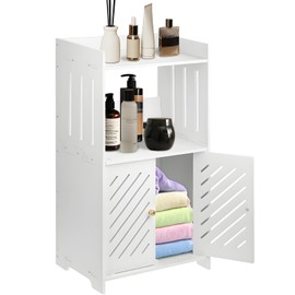 Wensdr Bathroom Storage Cabinet, 3-Tier Bathroom Floor Cabinet, Small White Floor Cabinet Freestanding Organizer with Door and Shelf, for Bathroom, Living Room, Entryway, Kitchen, Hallway Small Space