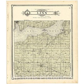 Historic 1907 Wall Map - Standard Atlas of Walworth County, Wisconsin : Including a plat Book of The Villages, Cities and townships - Map of Linn Township 20in x 24in