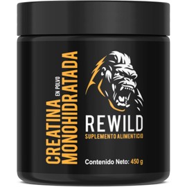 Rewild Creatina Monohidratada en Polvo de Alta Pureza Sin Sabor Endulzantes Pre Workout | Energía Rendmiento 90 porciones 5gr 450 gr