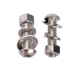 KOSJETHAS 10 Sets 3/8-16 x 1-1/4" Button Head Socket Cap Bolts Screws, Hex Nuts, Flat & Lock Washers, 304 Stainless Steel 18-8 Fully Machine Thread, Silver