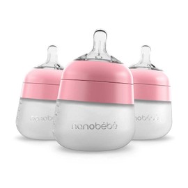 Nanobébé, Biberón de Silicón, 150 ml./ 5Oz. 3Pack Color Rosa